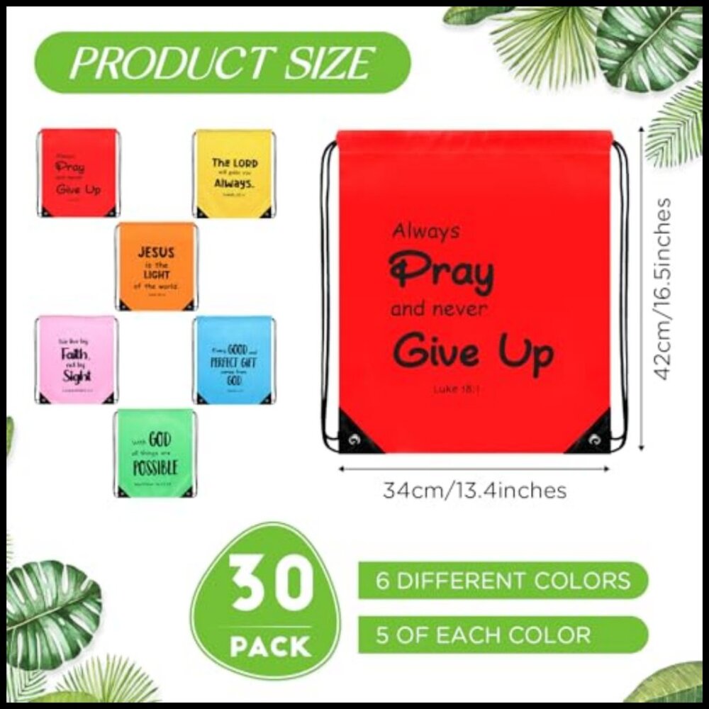 Polyester Drawstring Backpack Bulk Set Religious … - image 2